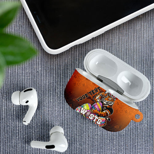 Personalized Wests Tigers AirPods Case Easter Mascot - Colorful Eggs Cartoon Style