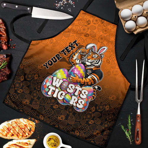 Personalized Wests Tigers Apron Easter Mascot - Colorful Eggs Cartoon Style