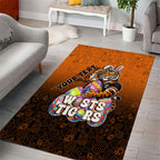 Personalized Wests Tigers Area Rug Easter Mascot - Colorful Eggs Cartoon Style