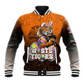 Personalized Wests Tigers Baseball Jacket Easter Mascot - Colorful Eggs Cartoon Style