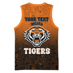 Personalized Wests Tigers Basketball Jersey Easter Mascot - Colorful Eggs Cartoon Style