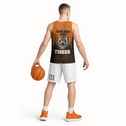 Personalized Wests Tigers Basketball Jersey Easter Mascot - Colorful Eggs Cartoon Style