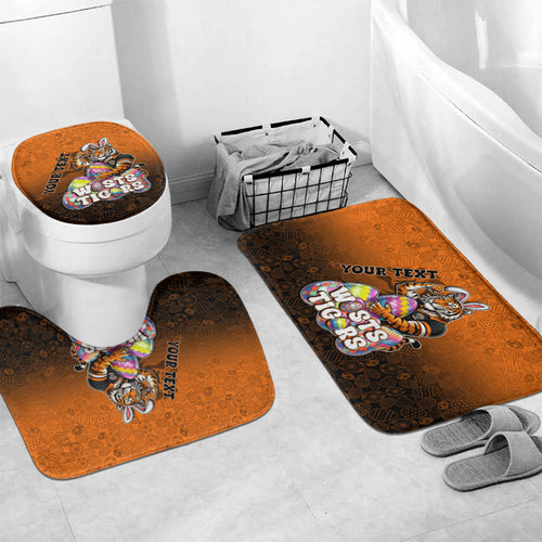 Personalized Wests Tigers Bathroom Set Easter Mascot - Colorful Eggs Cartoon Style