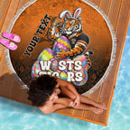 Personalized Wests Tigers Beach Blanket Easter Mascot - Colorful Eggs Cartoon Style