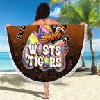 Personalized Wests Tigers Beach Blanket Easter Mascot - Colorful Eggs Cartoon Style