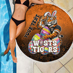 Personalized Wests Tigers Beach Blanket Easter Mascot - Colorful Eggs Cartoon Style