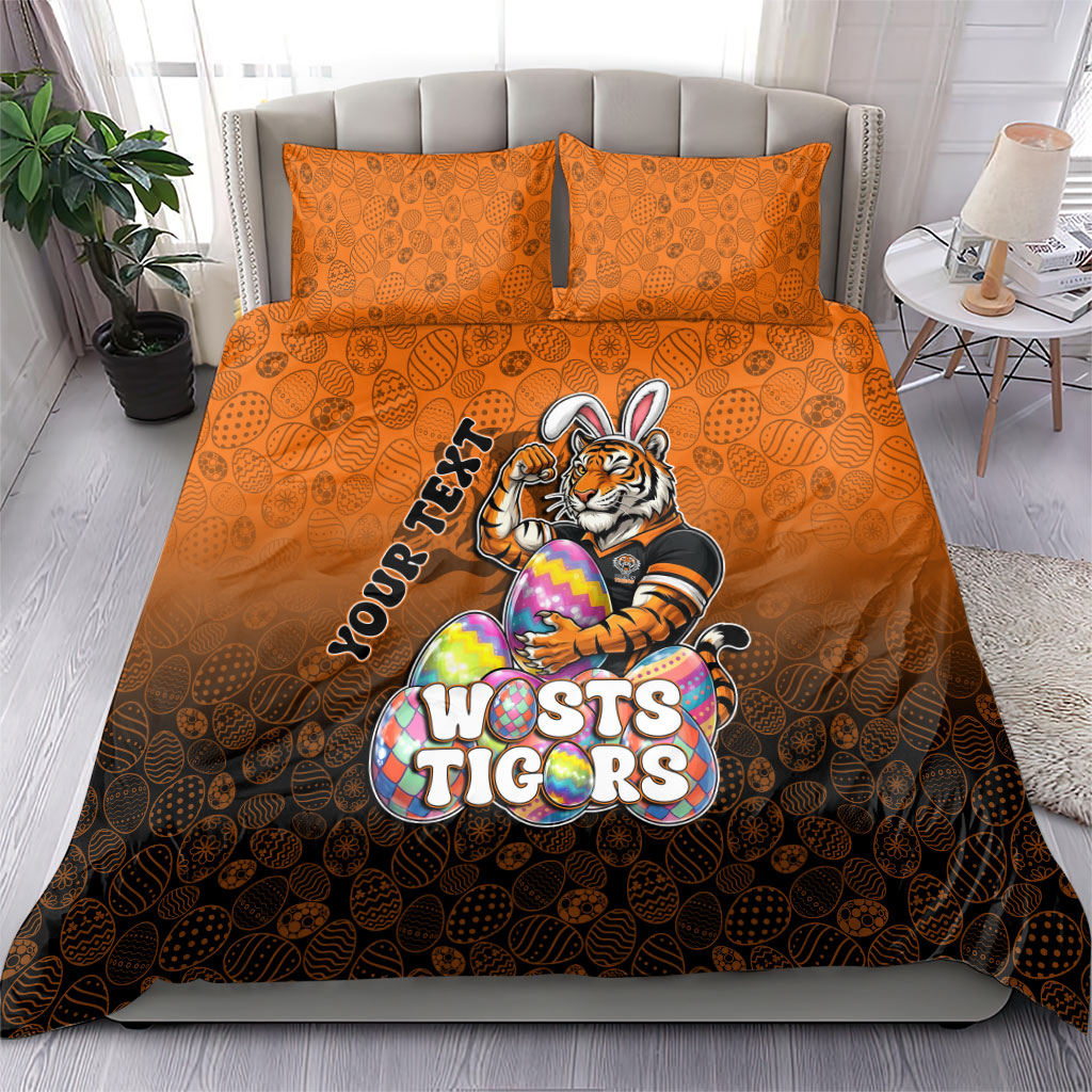 Personalized Wests Tigers Bedding Set Easter Mascot - Colorful Eggs Cartoon Style