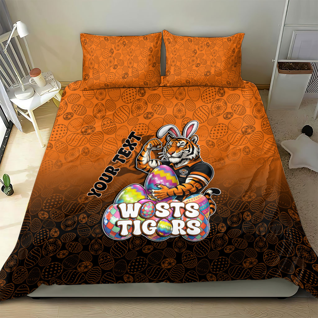 Personalized Wests Tigers Bedding Set Easter Mascot - Colorful Eggs Cartoon Style