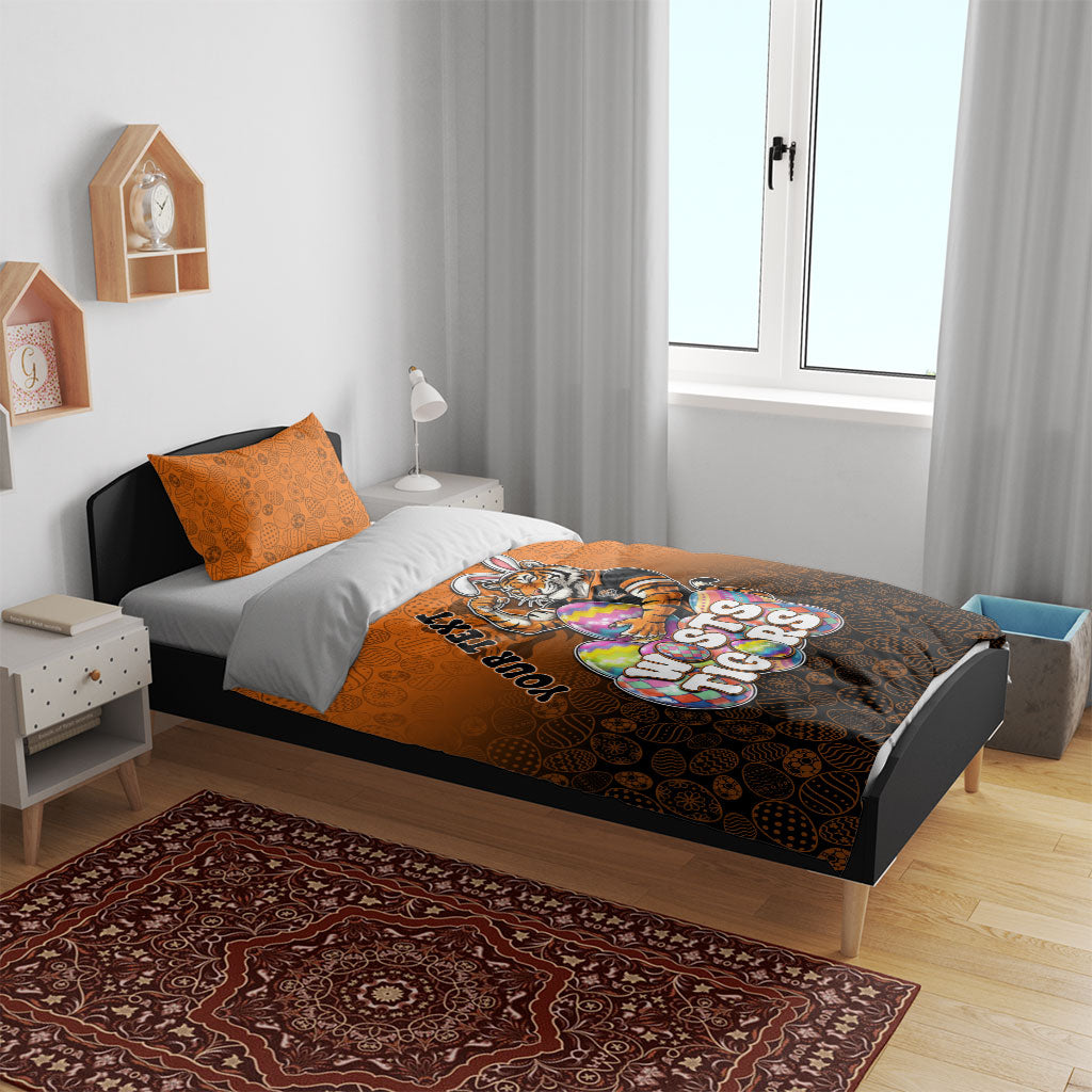 Personalized Wests Tigers Bedding Set Easter Mascot - Colorful Eggs Cartoon Style