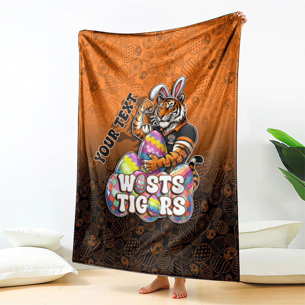 Personalized Wests Tigers Blanket Easter Mascot - Colorful Eggs Cartoon Style