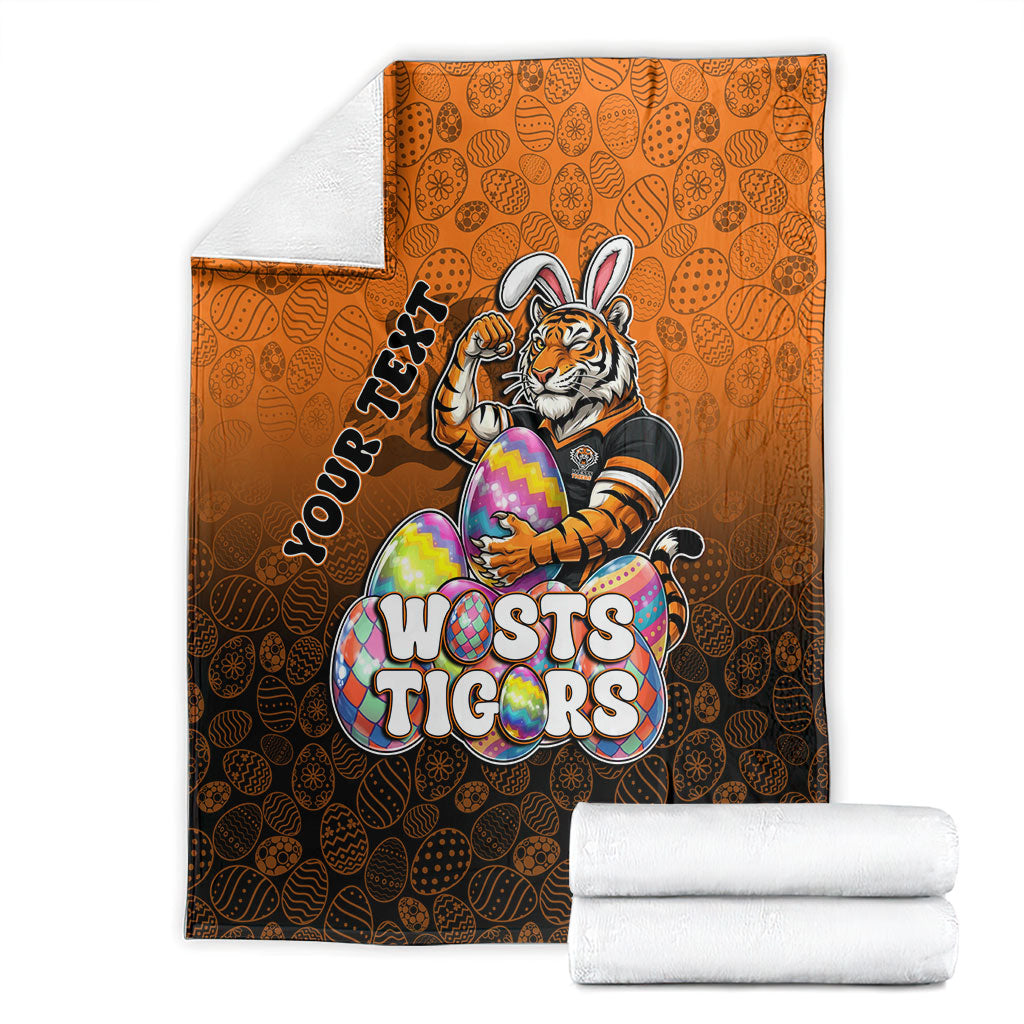 Personalized Wests Tigers Blanket Easter Mascot - Colorful Eggs Cartoon Style