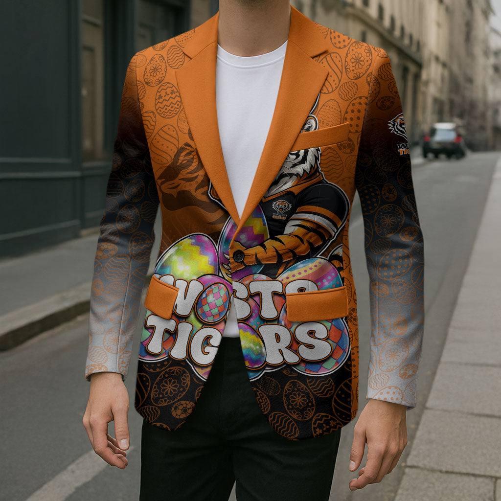 Personalized Wests Tigers Blazer Easter Mascot - Colorful Eggs Cartoon Style