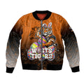 Personalized Wests Tigers Bomber Jacket Easter Mascot - Colorful Eggs Cartoon Style
