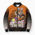 Personalized Wests Tigers Bomber Puffer Jacket Easter Mascot - Colorful Eggs Cartoon Style