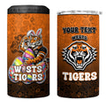 Personalized Wests Tigers 4 in 1 Can Cooler Tumbler Easter Mascot - Colorful Eggs Cartoon Style