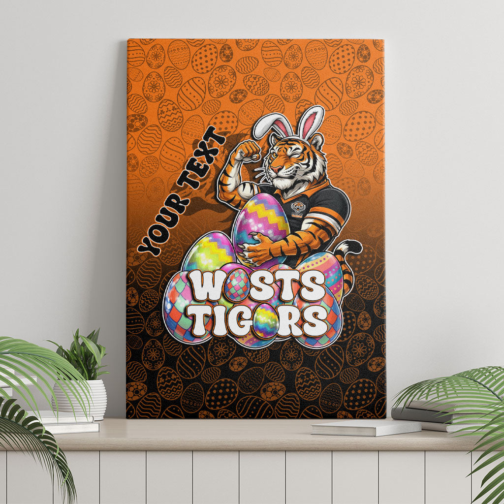Personalized Wests Tigers Canvas Wall Art Easter Mascot - Colorful Eggs Cartoon Style