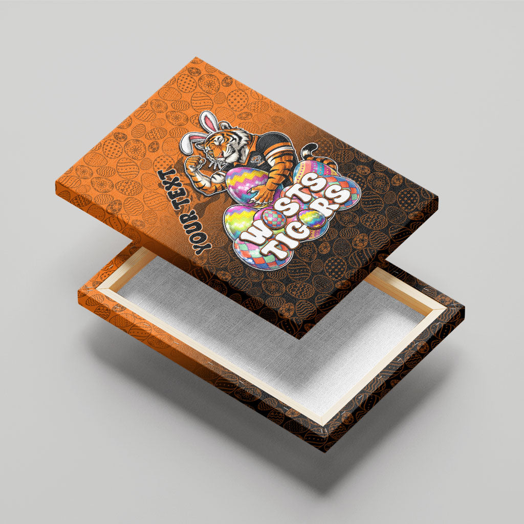 Personalized Wests Tigers Canvas Wall Art Easter Mascot - Colorful Eggs Cartoon Style