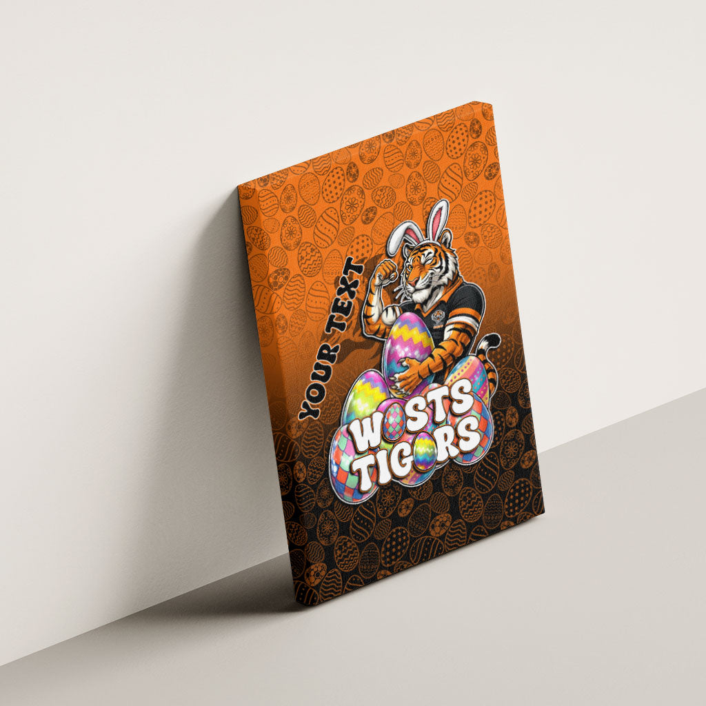 Personalized Wests Tigers Canvas Wall Art Easter Mascot - Colorful Eggs Cartoon Style