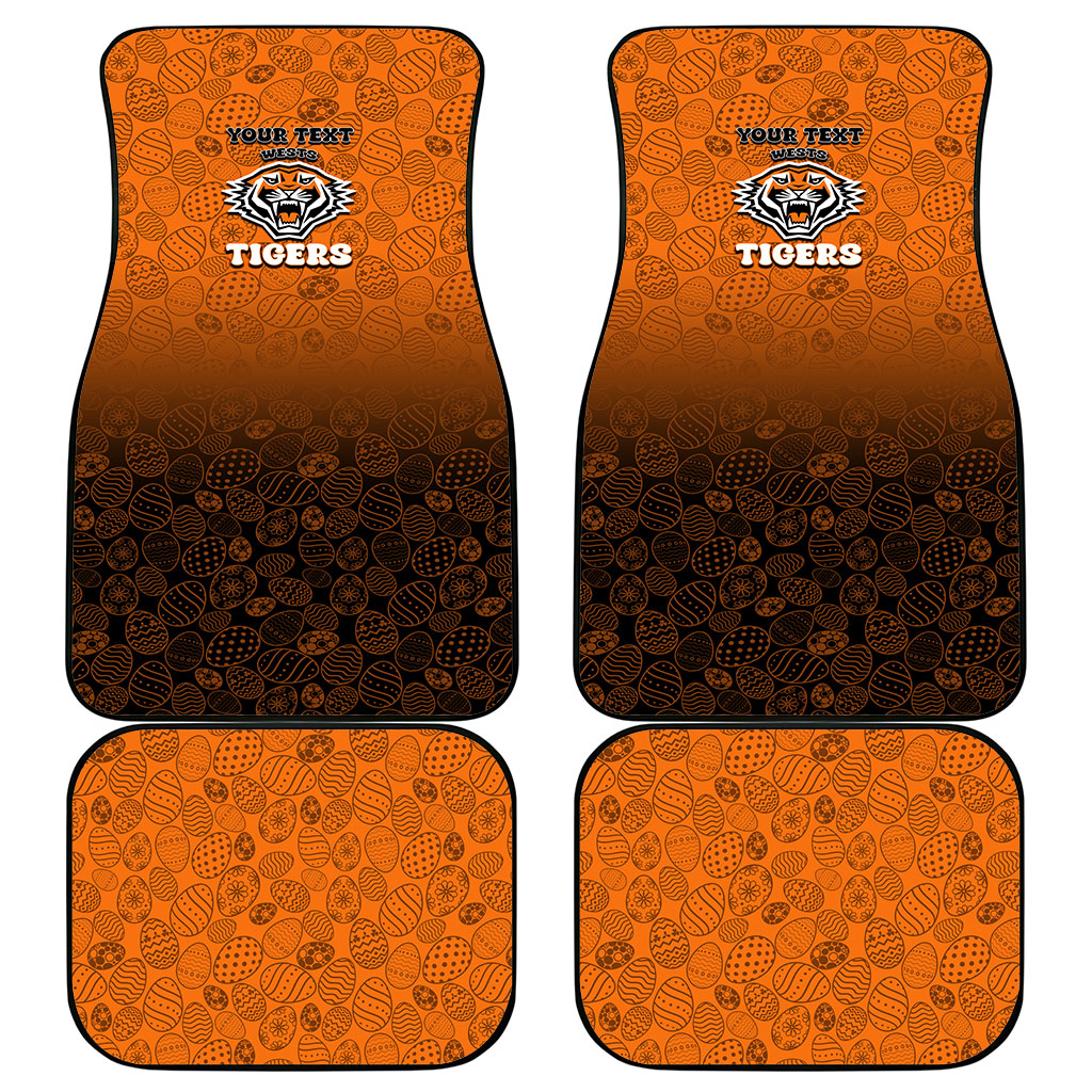 Personalized Wests Tigers Car Mats Easter Mascot - Colorful Eggs Cartoon Style