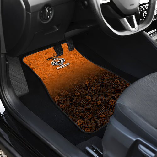 Personalized Wests Tigers Car Mats Easter Mascot - Colorful Eggs Cartoon Style