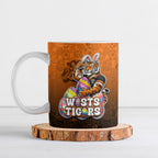 Personalized Wests Tigers Ceramic Mug Easter Mascot - Colorful Eggs Cartoon Style