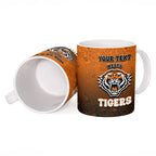 Personalized Wests Tigers Ceramic Mug Easter Mascot - Colorful Eggs Cartoon Style