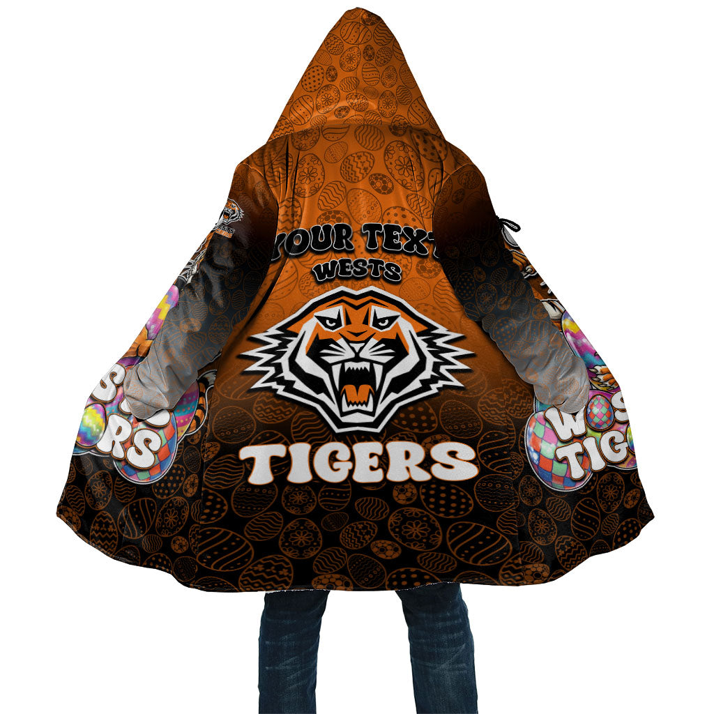 Personalized Wests Tigers Cloak Easter Mascot - Colorful Eggs Cartoon Style