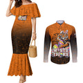 Personalized Wests Tigers Couples Matching Mermaid Dress and Long Sleeve Button Shirt Easter Mascot - Colorful Eggs Cartoon Style