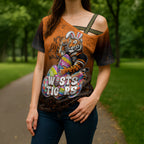Personalized Wests Tigers Cross Shoulder Shirt Easter Mascot - Colorful Eggs Cartoon Style