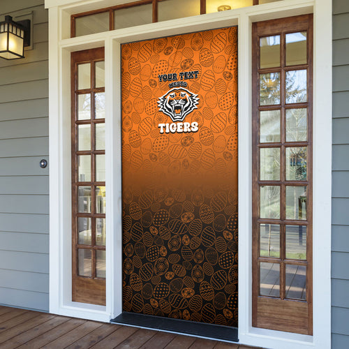 Personalized Wests Tigers Door Cover Easter Mascot - Colorful Eggs Cartoon Style