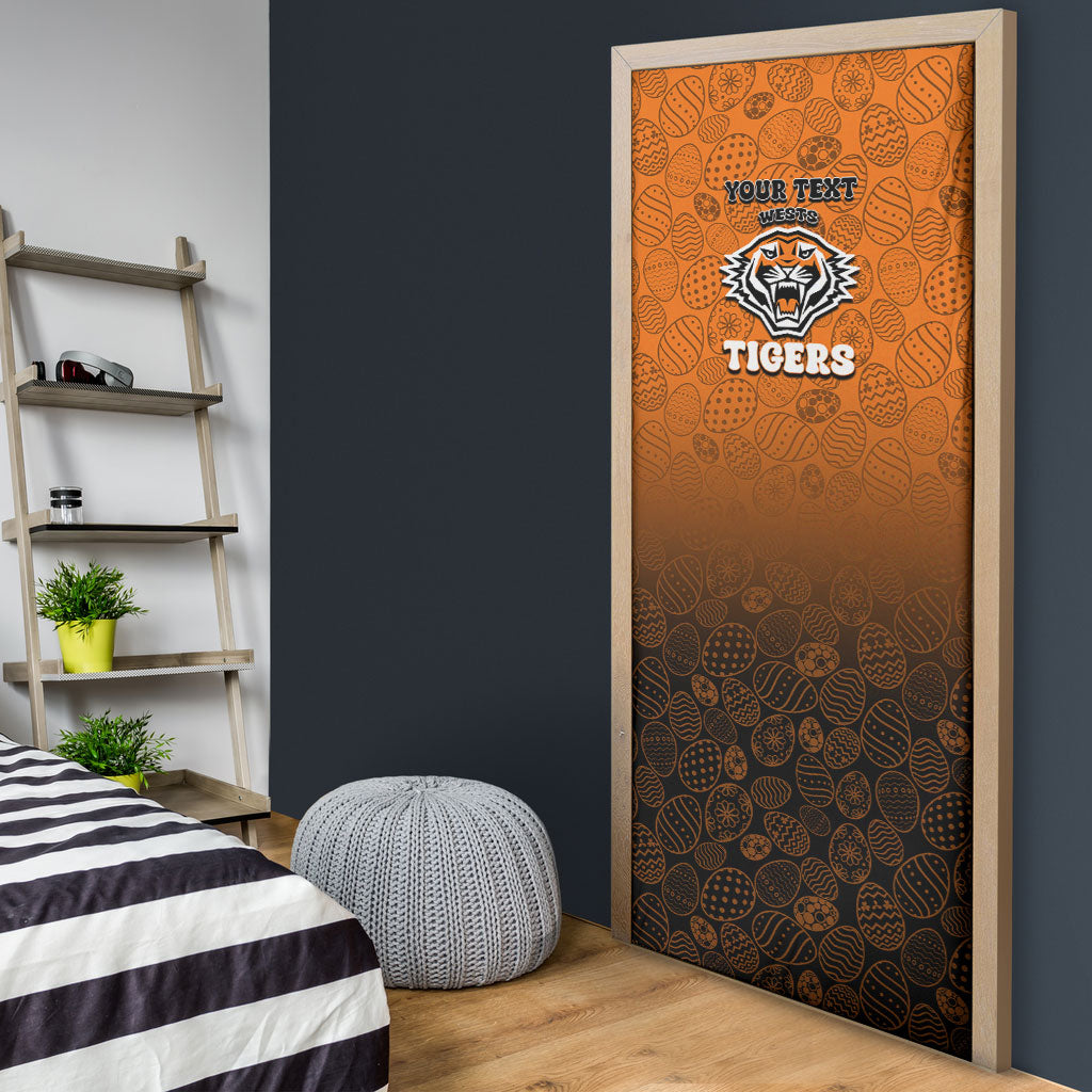 Personalized Wests Tigers Door Cover Easter Mascot - Colorful Eggs Cartoon Style