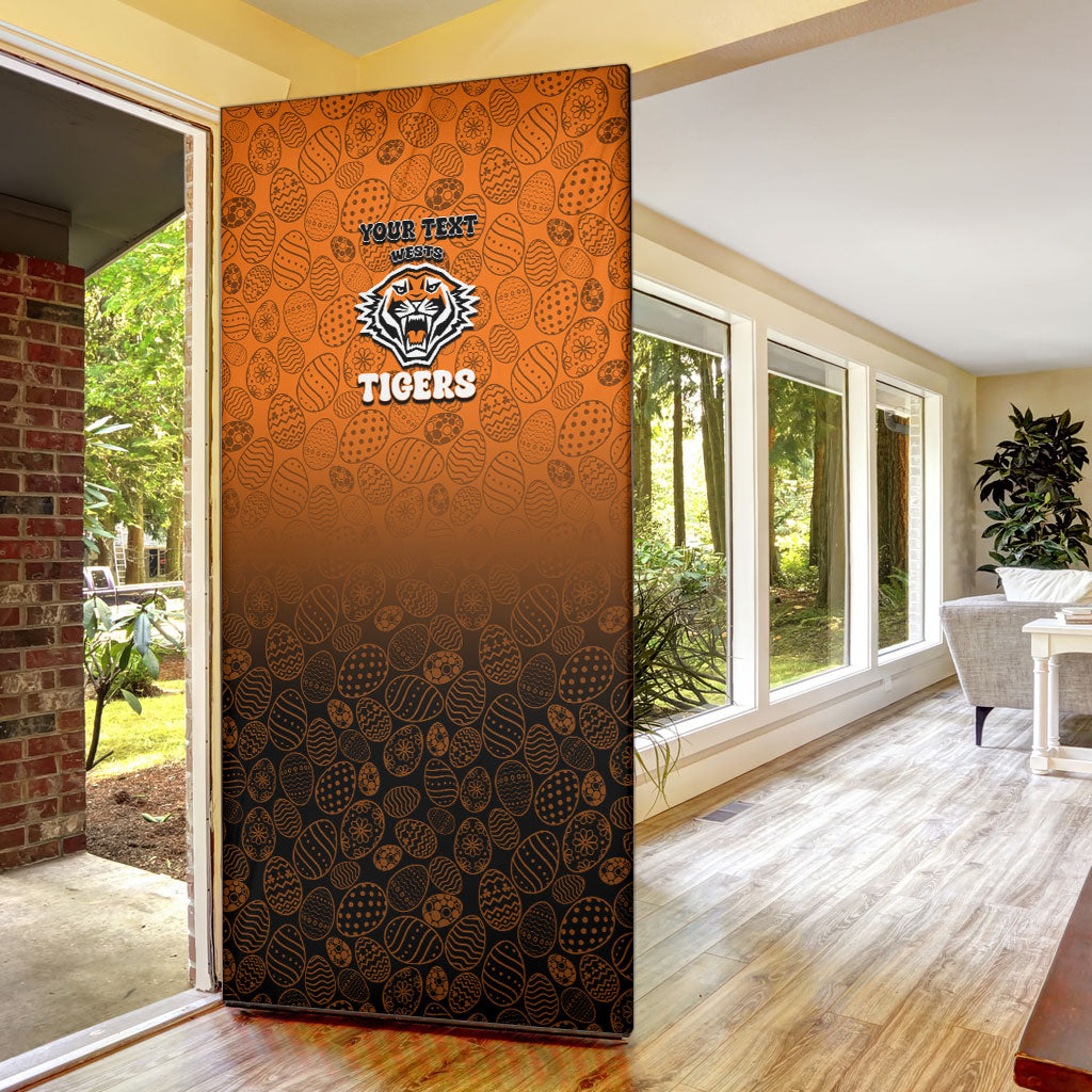 Personalized Wests Tigers Door Cover Easter Mascot - Colorful Eggs Cartoon Style