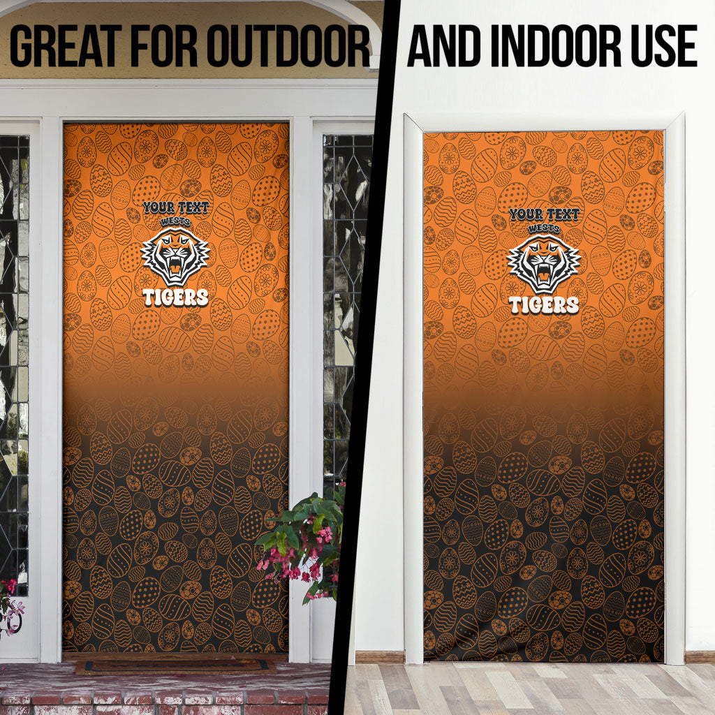 Personalized Wests Tigers Door Cover Easter Mascot - Colorful Eggs Cartoon Style