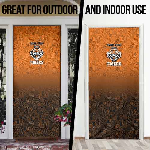 Personalized Wests Tigers Door Cover Easter Mascot - Colorful Eggs Cartoon Style