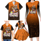 Personalized Wests Tigers Family Matching Long Sleeve Bodycon Dress and Hawaiian Shirt Easter Mascot - Colorful Eggs Cartoon Style