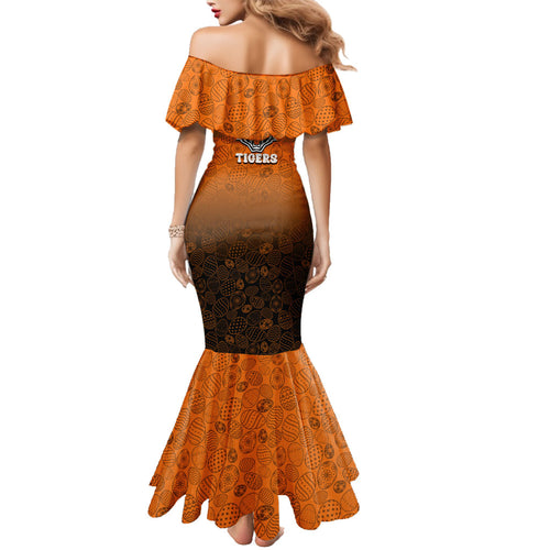 Personalized Wests Tigers Family Matching Mermaid Dress and Hawaiian Shirt Easter Mascot - Colorful Eggs Cartoon Style