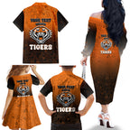 Personalized Wests Tigers Family Matching Off The Shoulder Long Sleeve Dress and Hawaiian Shirt Easter Mascot - Colorful Eggs Cartoon Style