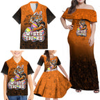 Personalized Wests Tigers Family Matching Off Shoulder Maxi Dress and Hawaiian Shirt Easter Mascot - Colorful Eggs Cartoon Style
