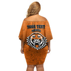 Personalized Wests Tigers Family Matching Off Shoulder Short Dress and Hawaiian Shirt Easter Mascot - Colorful Eggs Cartoon Style