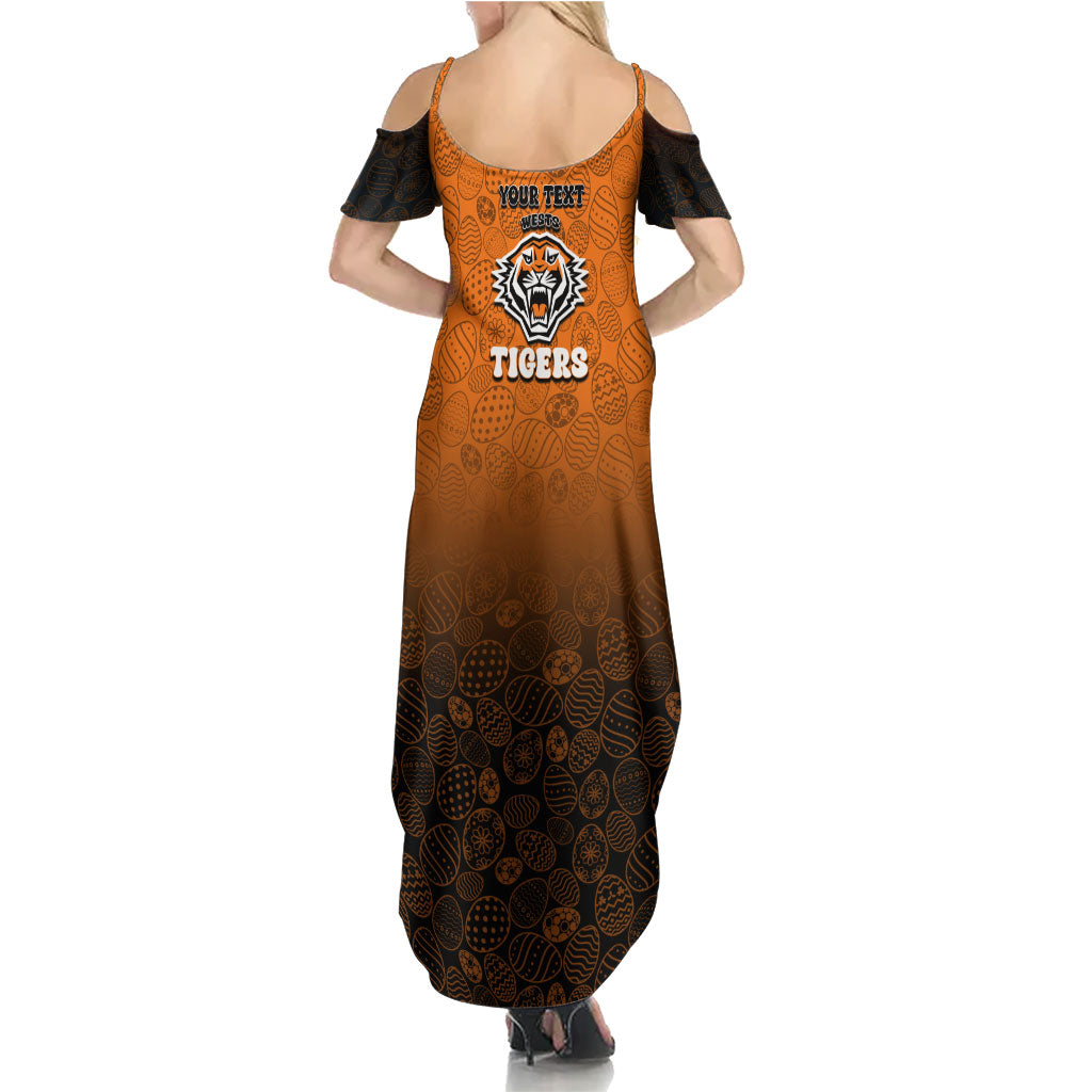 Personalized Wests Tigers Family Matching Summer Maxi Dress and Hawaiian Shirt Easter Mascot - Colorful Eggs Cartoon Style
