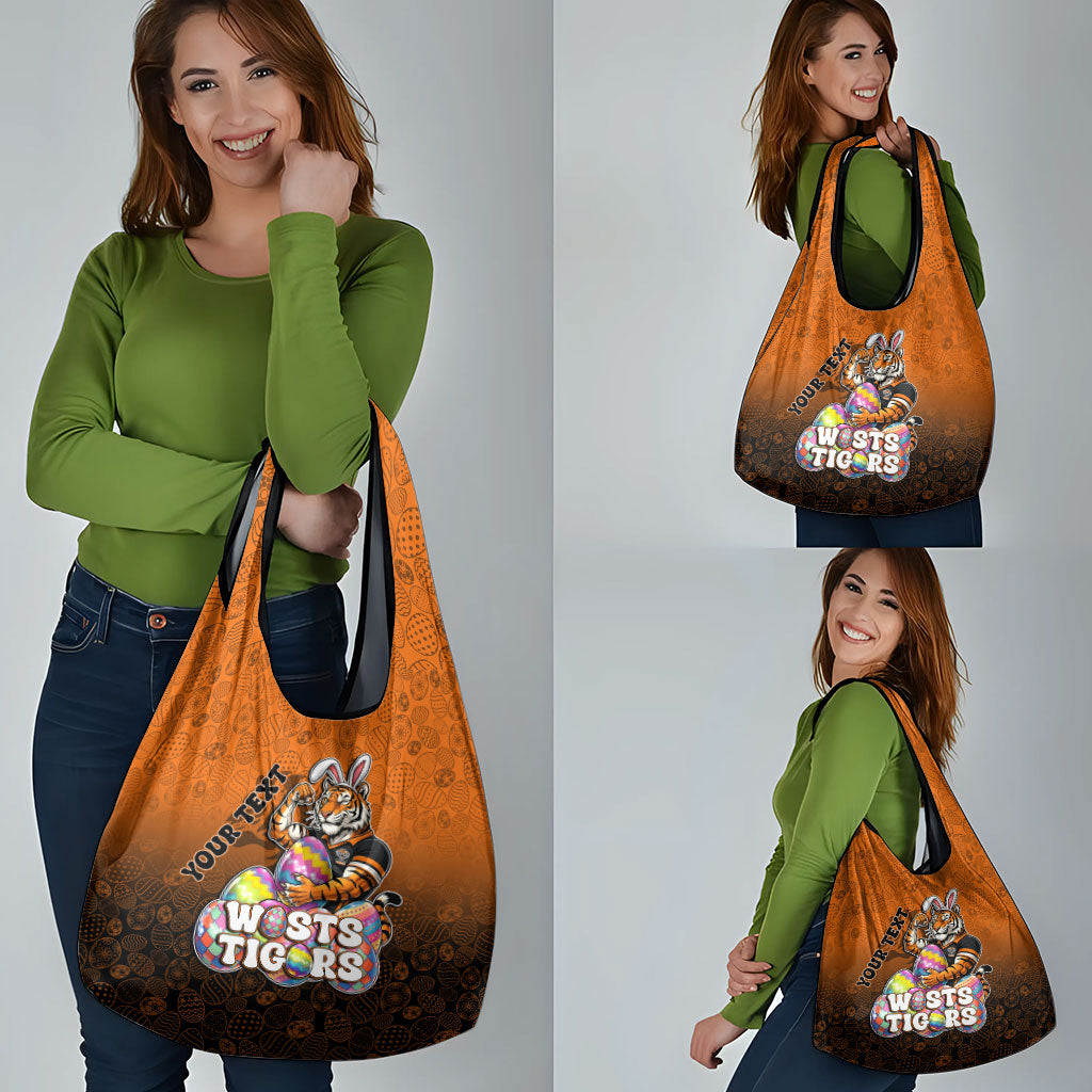 Personalized Wests Tigers Grocery Bag Easter Mascot - Colorful Eggs Cartoon Style