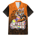 Personalized Wests Tigers Hawaiian Shirt Easter Mascot - Colorful Eggs Cartoon Style