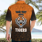 Personalized Wests Tigers Hawaiian Shirt Easter Mascot - Colorful Eggs Cartoon Style