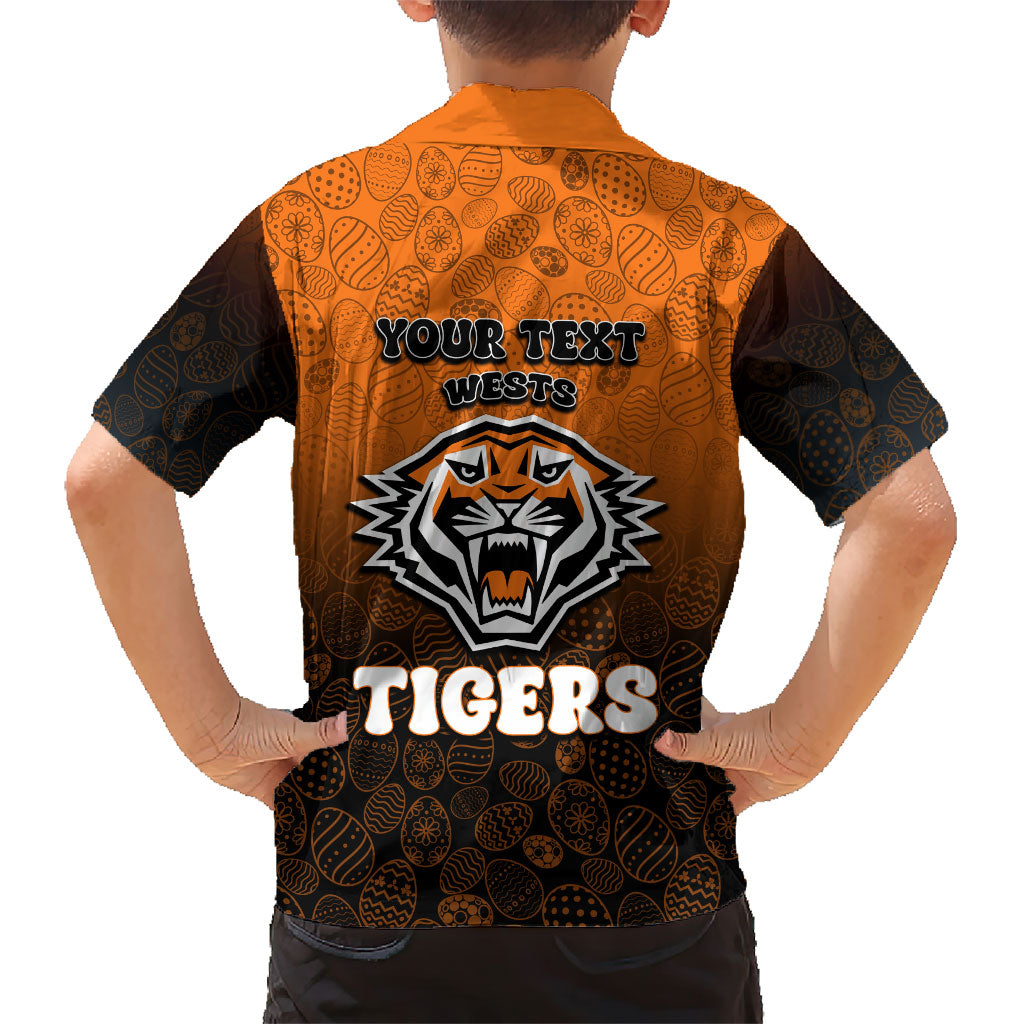 Personalized Wests Tigers Hawaiian Shirt Easter Mascot - Colorful Eggs Cartoon Style
