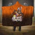 Personalized Wests Tigers Hooded Blanket Easter Mascot - Colorful Eggs Cartoon Style