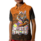 Personalized Wests Tigers Kid Polo Shirt Easter Mascot - Colorful Eggs Cartoon Style
