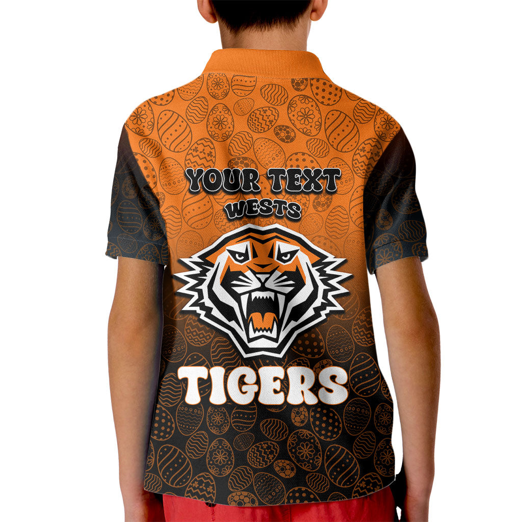 Personalized Wests Tigers Kid Polo Shirt Easter Mascot - Colorful Eggs Cartoon Style