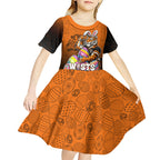 Personalized Wests Tigers Kid Short Sleeve Dress Easter Mascot - Colorful Eggs Cartoon Style