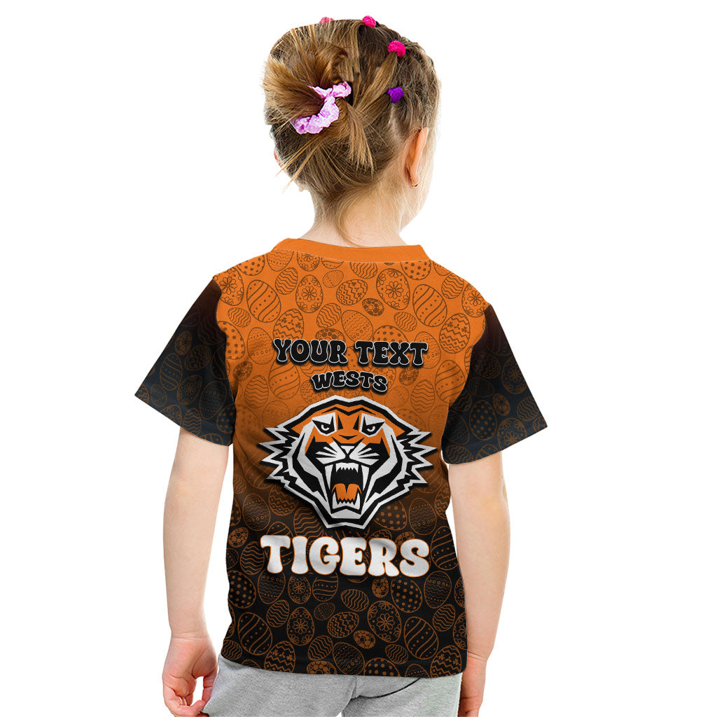 Personalized Wests Tigers Kid T Shirt Easter Mascot - Colorful Eggs Cartoon Style