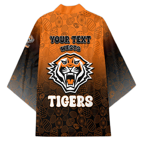 Personalized Wests Tigers Kimono Easter Mascot - Colorful Eggs Cartoon Style